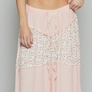 POL WIDE LEG PANTS GAUZE 100% COTTON NIP PINK COLOR